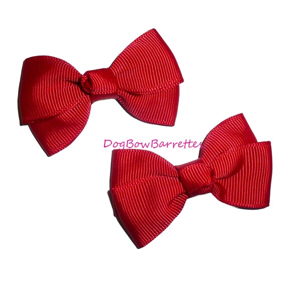 Dogbowbarrettes red knot bow pair flower pet hair grooming bows (FB20D)