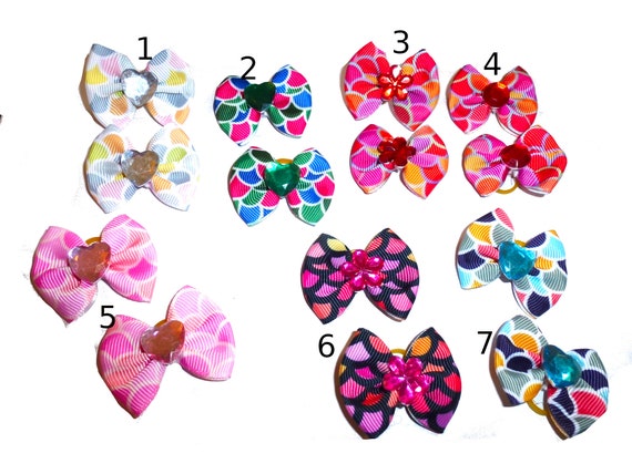 Puppy bows SALE 2 for 3.00 pretty mermaid pairs dog hair bow latex bands or barrette  (fb88)