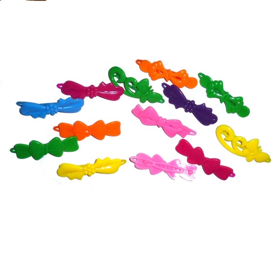 Puppy Bows ~ Dog bow  plastic ball clip set 6 large 2.5" pet bowknot barrette hair clips (fb281)