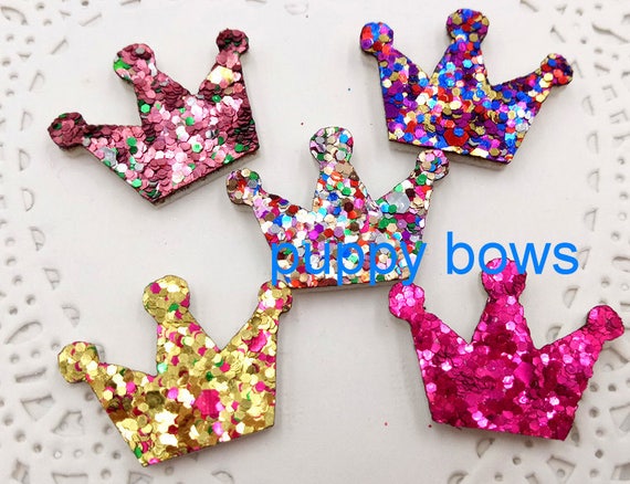 Puppy Bows ~SUPER TINY 1" glitter dog bow pet hair clip set of 6 bows! butterfly, crown, bowknot, flower, star, heart ~Usa seller (fb38)
