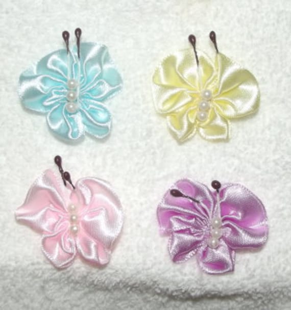 Puppy bows ~ Spring Butterflies dog bows for your Yorkie pet hair accessories USA seller