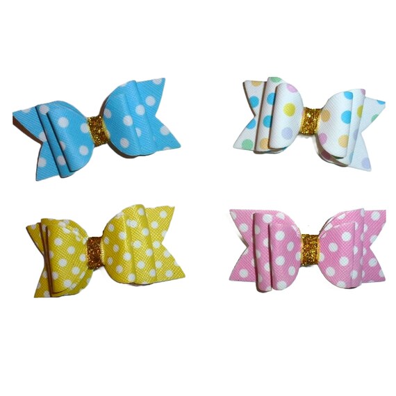 Birthday polka dots bows dog barrette or bands  pet hair bow  - (gl37)