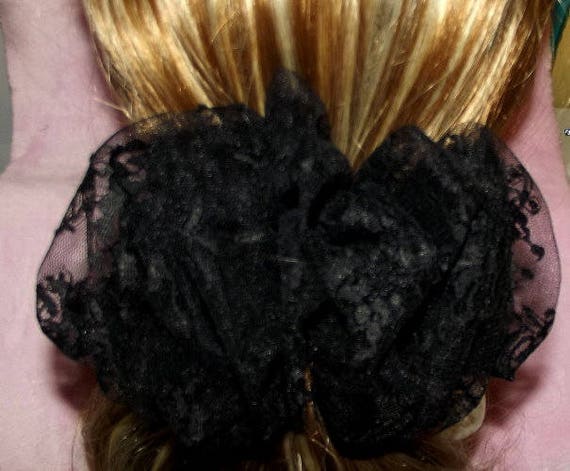 Becky Bows ~Barrette Hand crafted huge scarf rosette BIG hair bow Women or Girls LACE 6 colors!