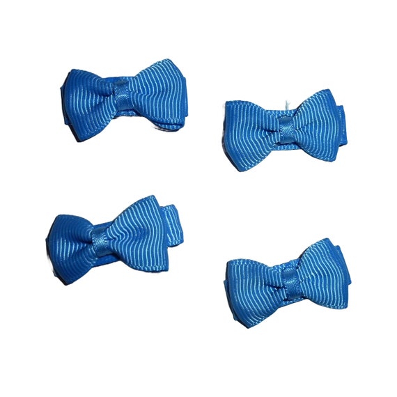 Puppy bows tiny Blue x 4 bowknot snap clips pet hair clip bow barrette (fb615B)