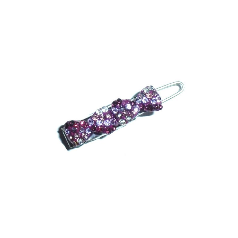 Puppy Bows ~ Wee super tiny 20mm hair BIRTHSTONE flower clips for dogs bow pet barrette pink purple peach crystal rhinestone~ US Seller