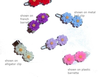 Puppy Dog Bows ~ Tiny fluffy carnation plastic puppy clips pet hair bow barrettes or bands (fb207c)