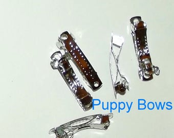 Puppy Bows ~ craft items bow making supplies 30mm hair DIY silver  french barrette clip