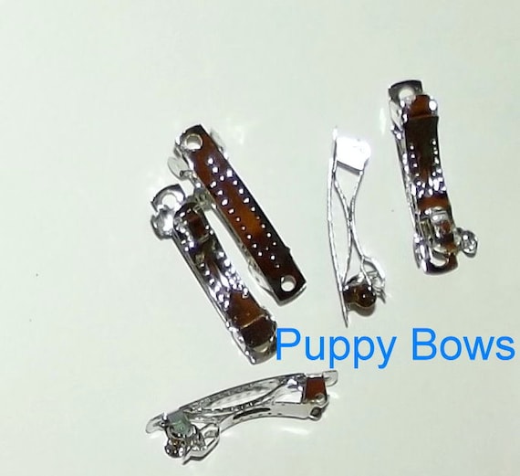 Puppy Bows ~ craft items bow making supplies 30mm hair DIY silver  french barrette clip