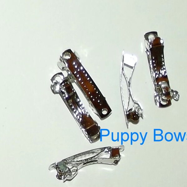 Puppy Bows ~ craft items bow making supplies 30mm hair DIY silver  french barrette clip