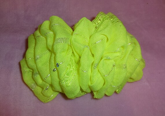 Becky Bows ~ Barrette scarf Hand crafted oversized BIG hair bow Women or Girls vibrant yellow