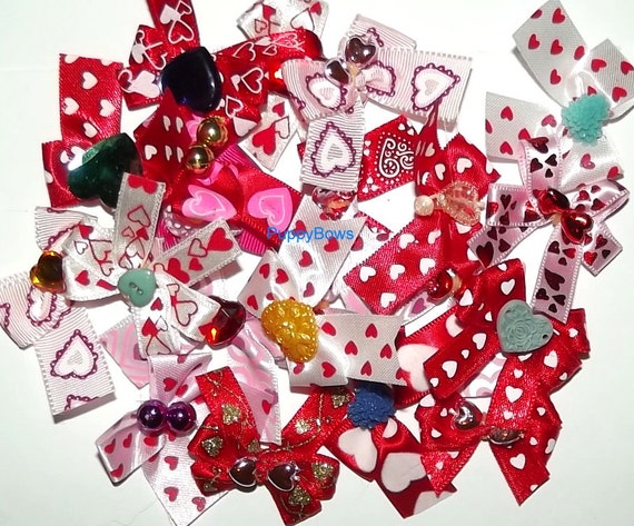 Puppy Bows ~Bow color HOLIDAY mixes for dog grooming Yorkie Maltese Shih Tzu ~USA seller