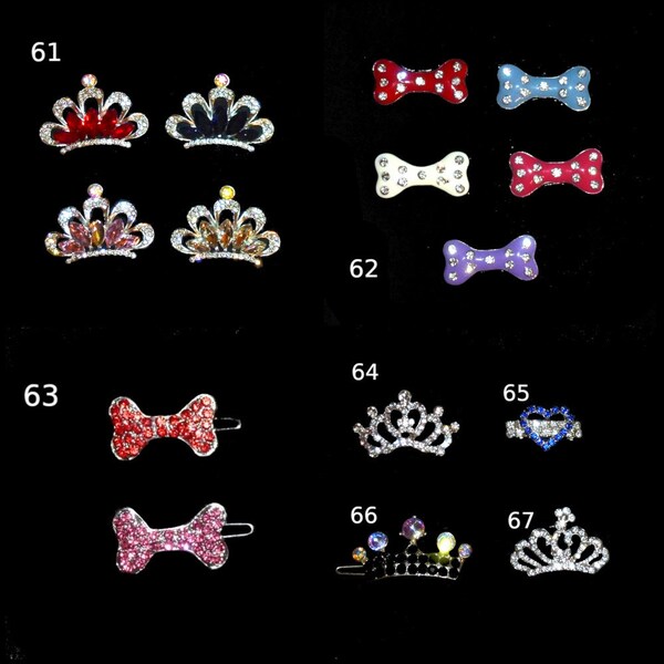 Puppy Bows ~Dog tiara crown styles 61-67 pink red blue crystal dog bone rhinestone ~USA seller