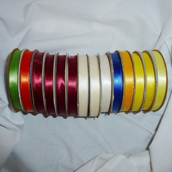 Puppy Bows ~ ribbon craft supplies LOT 3/8" satin ribbon 84 yards Offray (lot2)