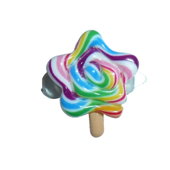 Dog bow barrette rainbow swirl lollipop hair clip pet bows (FB222E)