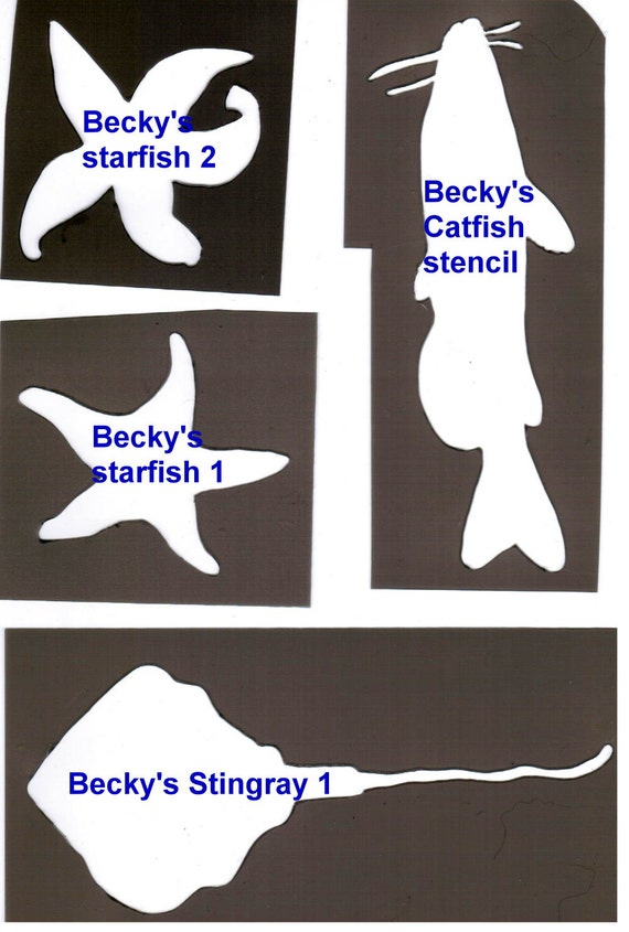 Puppy Bows ~ plastic craft stencil FISH catfish, starfish or stingray