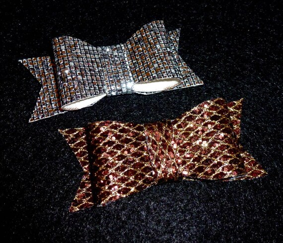Puppy Bows ~ Shiny copper or disco silver pet hair bowtie ~Usa seller (fb95)