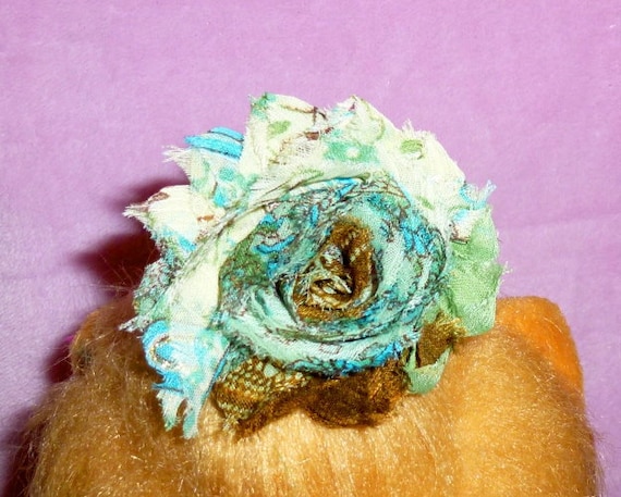 Puppy Bows ~ Shabby chic paisley peacock flower MANY assorted colors pet hair bow barrettes or bands (fb105)