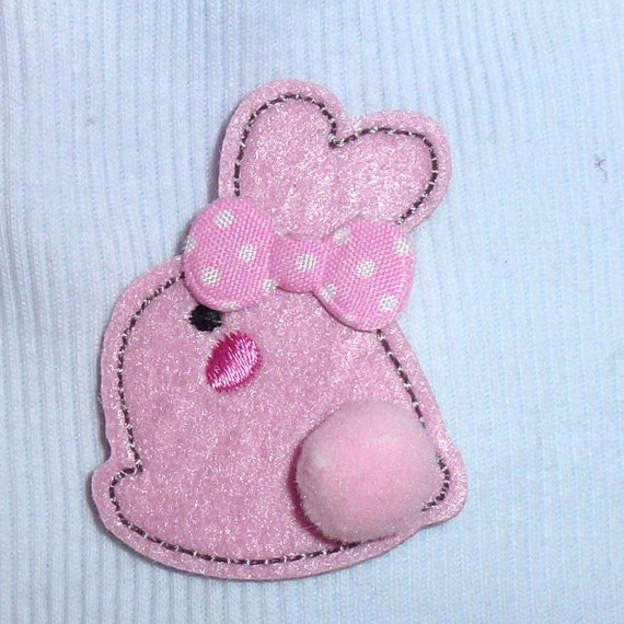 Puppy Bows ~ Pink easter bunny dog bow pet hair clip barrette or latex bands or collar slide (fb141)