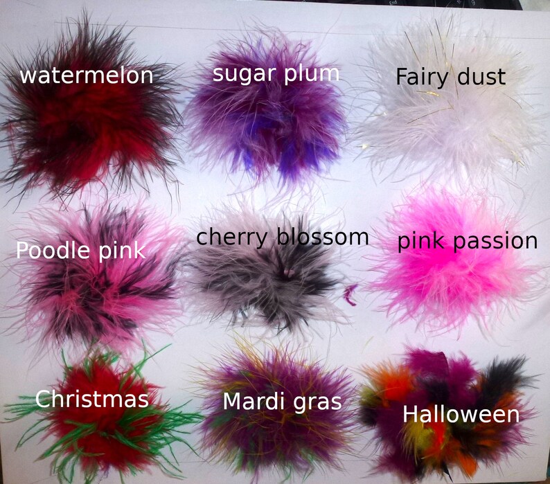 Puppy Bows Feather boa dog bows marabou MANY colors available pet hair barrette clip image 6