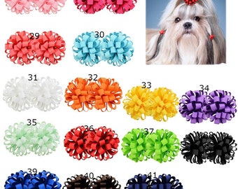 Puppy Bows ~  Fun multi loopy puff hair bows collar slide  barrette or bands pet dog bow