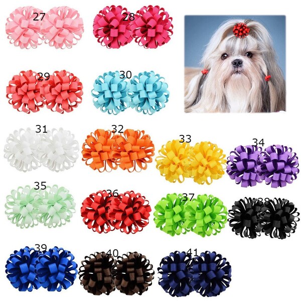 Puppy Bows ~  Fun multi loopy puff hair bows collar slide  barrette or bands pet dog bow