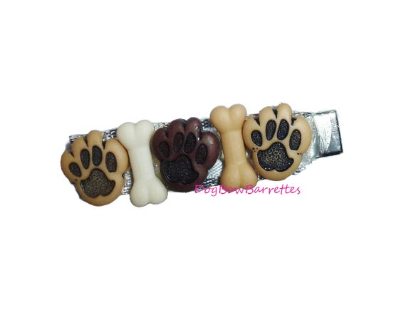 Puppy Bows ~ Bones and paws alligator clip glasses Dog bow  pet hair barrette clip (398A)