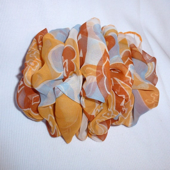Becky Bows ~ Barrette scarf Hand crafted oversized BIG hair bow Women or Girls orange brown