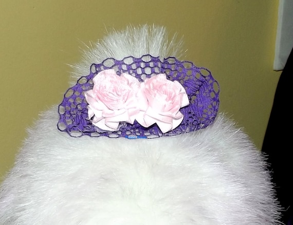 Puppy Bows ~ Pink purple lace floral carnations pet hair dog clip or bands