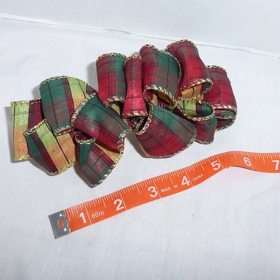 Becky Bows~ Barrette Hand crafted huge ribbon BIG hair bow Women or Girls giant fall christmas plaid red green gold