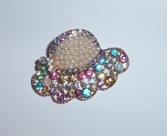 Puppy Bows ~ Pearl multi hat or butterfly or bowknot rhinestones dog bow pet hair clip topknot barrette (rh1)