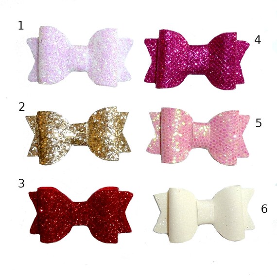 Puppy Bows ~ 2 small glitter pet hair bow with plastic ball clip barrette PAIRS
