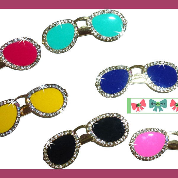 Puppy Bows ~ Big Dog bow aviator sunglasses  pet hair barrette clip Goldendoodles Standard Poodles