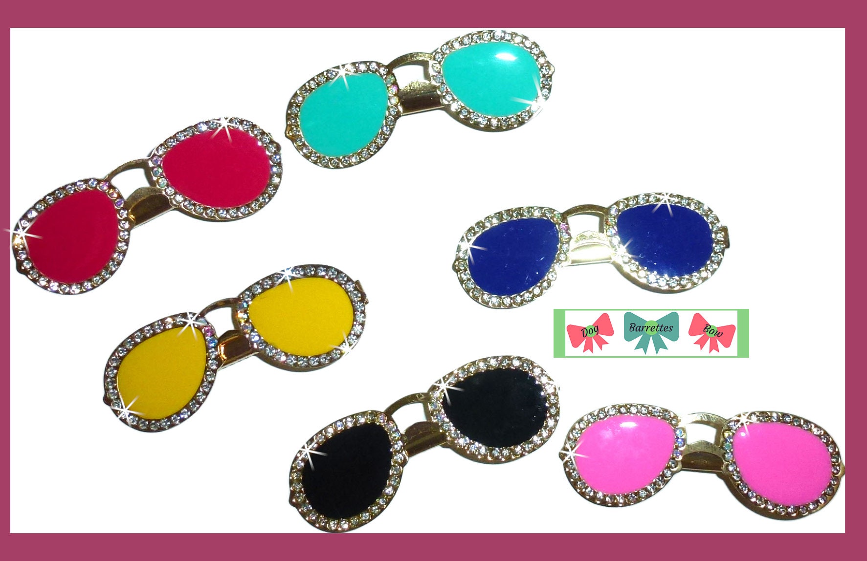 Puppy Bows Big Dog bow aviator sunglasses pet hair barrette clip