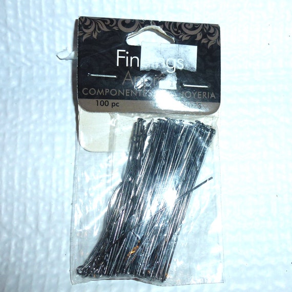 Puppy Bows craft items ~ Cousin gunmetal head & eye pins 2" pack of 100