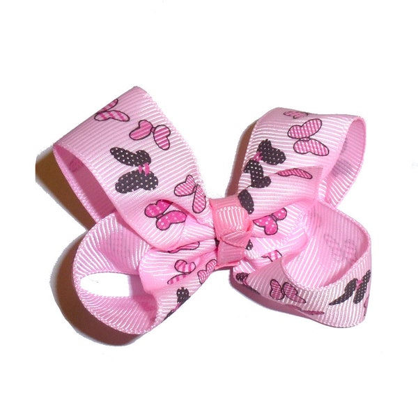 Puppy Bows ~ Minnie Mouse pink twisted boutique pet hair bow or dog collar slide (fb217)