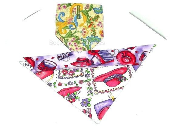 CLEARANCE SALE 50% OFFPuppy Bows~2 over the collar dog pet bandana medium red hat yellow floral~US Seller