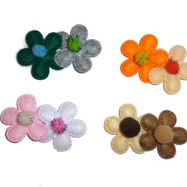 Felt padded daisy flower dog bows barrette or bands  pet hair bow  - (fb467)