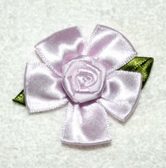 large 2" lilac ribbon roses appliques daisy like flowers