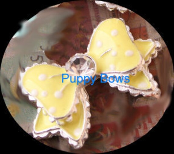 Puppy Bows ~ clearance! WEE SUPER TINY little rhinestone bowknot pet hair clip barrette 3 colors!