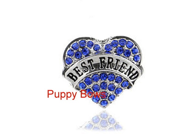 Puppy Bows ~CLEARANCE SALE 50% OFF Best friend rhinestone dog bow barrette pink or blue heart
