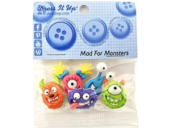 Puppy Bows ~ craft supplies Dress it up mad for monsters alien buttons fun colors