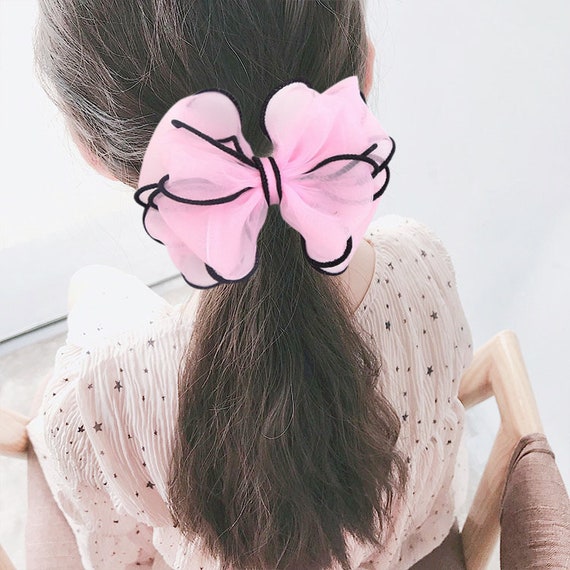 Becky Bows ~ Barrette organza ribbon Hand crafted big hair bow Women or Girls many colors