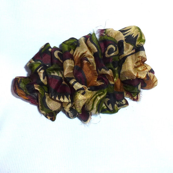 Becky Bows ~ OOAK ladies Hand crafted SILK shabby chic BIG fashion hair bow for ladies or Girls giant brown green