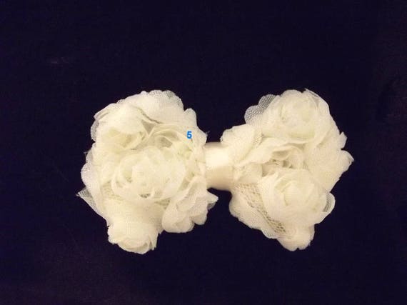 Puppy Bows ~ assorted round lace flowers 5 colors grooming bow pet hair barrette (fb67)