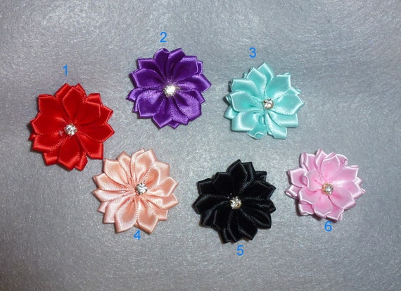 Puppy Dog Bows ~ pink more colors double layer petal ROSE pet hair bow barrettes or bands (fb69)