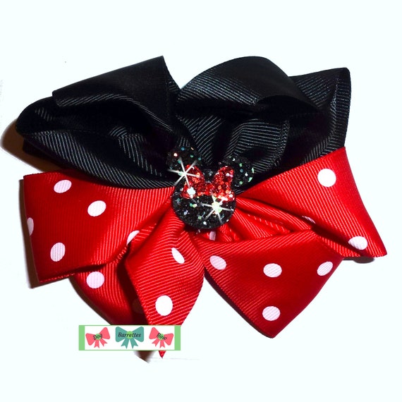 Puppy Bows ~ Minnie Mouse red  dots giant 5" octopus dog bow bands or barrette clips or collar slide  (dc2)