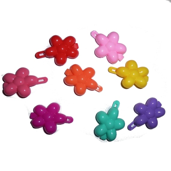 Puppy Bows ~ Dog bow  plastic ball clip set 7 pet flower barrette hair clips (fb281)