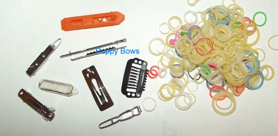 Puppy Bows ~ craft items bow making supplies SAMPLE SIZES barrettes latex bands