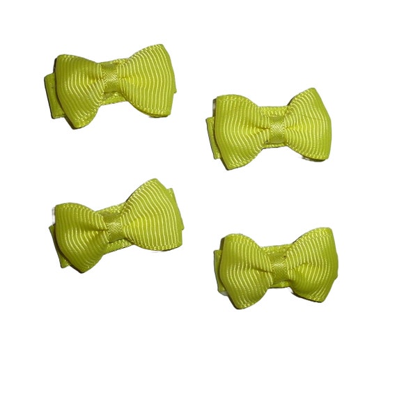 Puppy bows tiny Yellow x 4 bowknot snap clips pet hair clip bow barrette (fb615C)