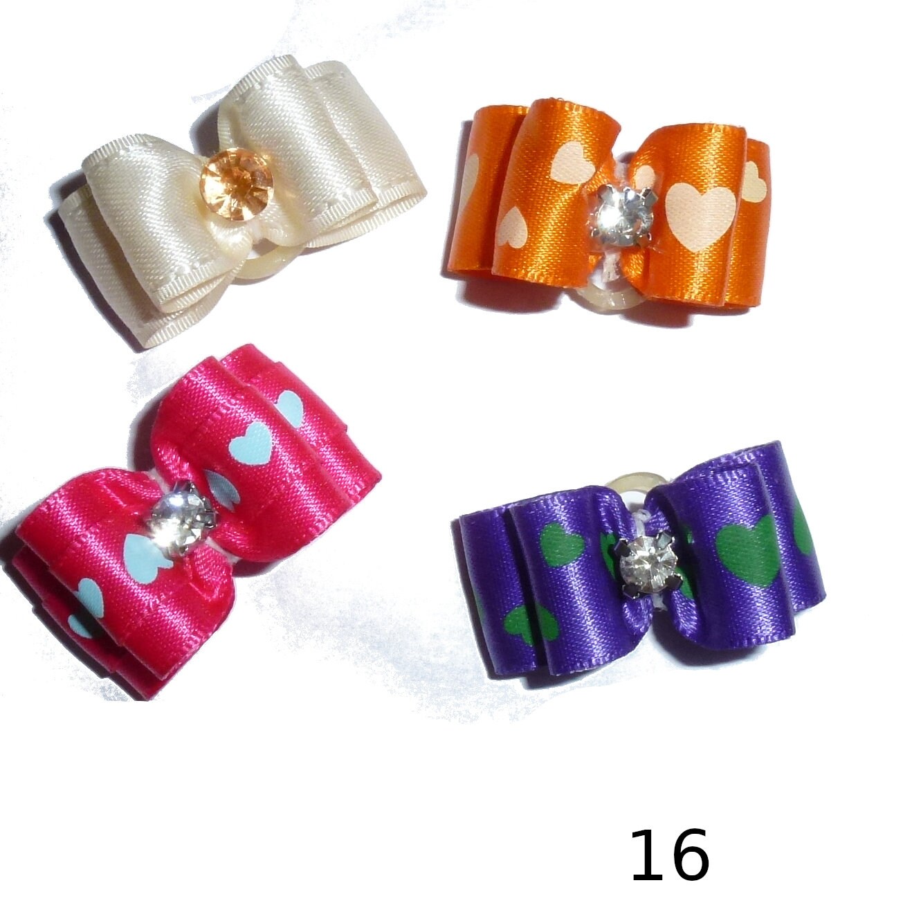 FB143 girls pet hair show bow barrettes or bands Puppy Dog Bows ~ 58 satin bowknot SET OF 4